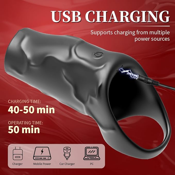 Vibrating Penis Sleeve Penis Ring with 10 Stimulation