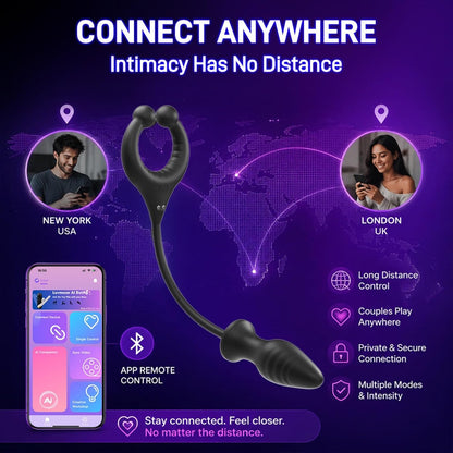Anal Vibrator Dildo Prostate Stimulator Penis Ring with 10 Vibration Modes