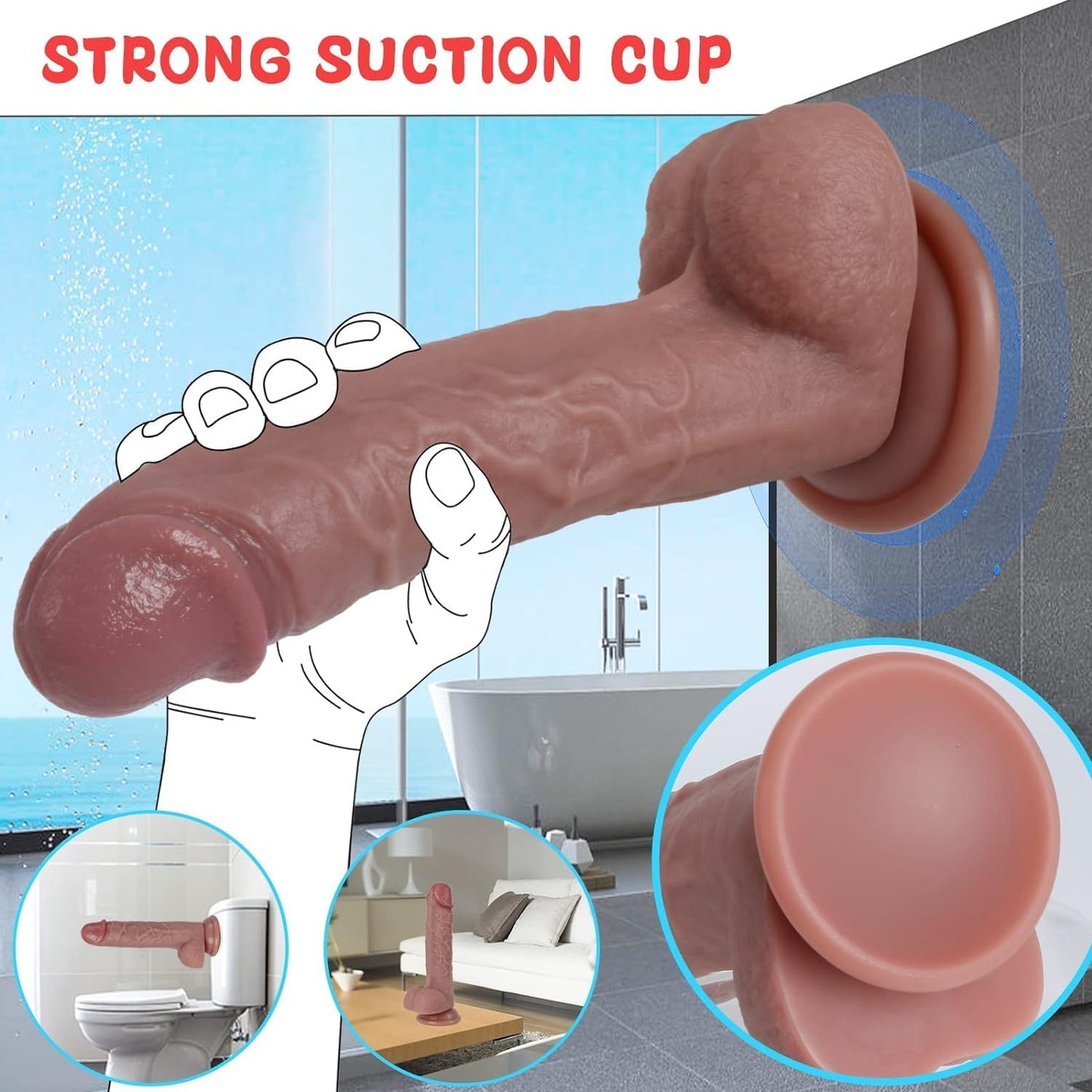 7.8 inch Realistic Big Dildo Vibrator with Powerful Suction Cup