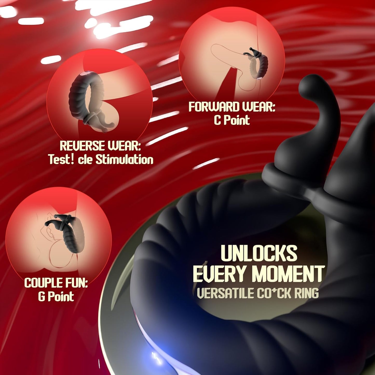Dual Motors Penis Ring Vibrator with 10 Powerful Vibration Modes