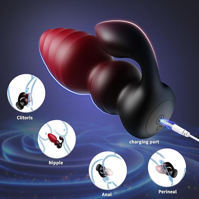 2 IN 1 Prostate Massager Butt Plug with Powerful 7 Modes