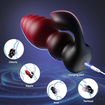 2 IN 1 Prostate Massager Butt Plug with Powerful 7 Modes