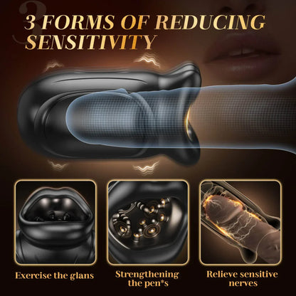 Mouth Oral Masturbator Blowjob Stroker Penis Trainer with 10 Vibrating Modes