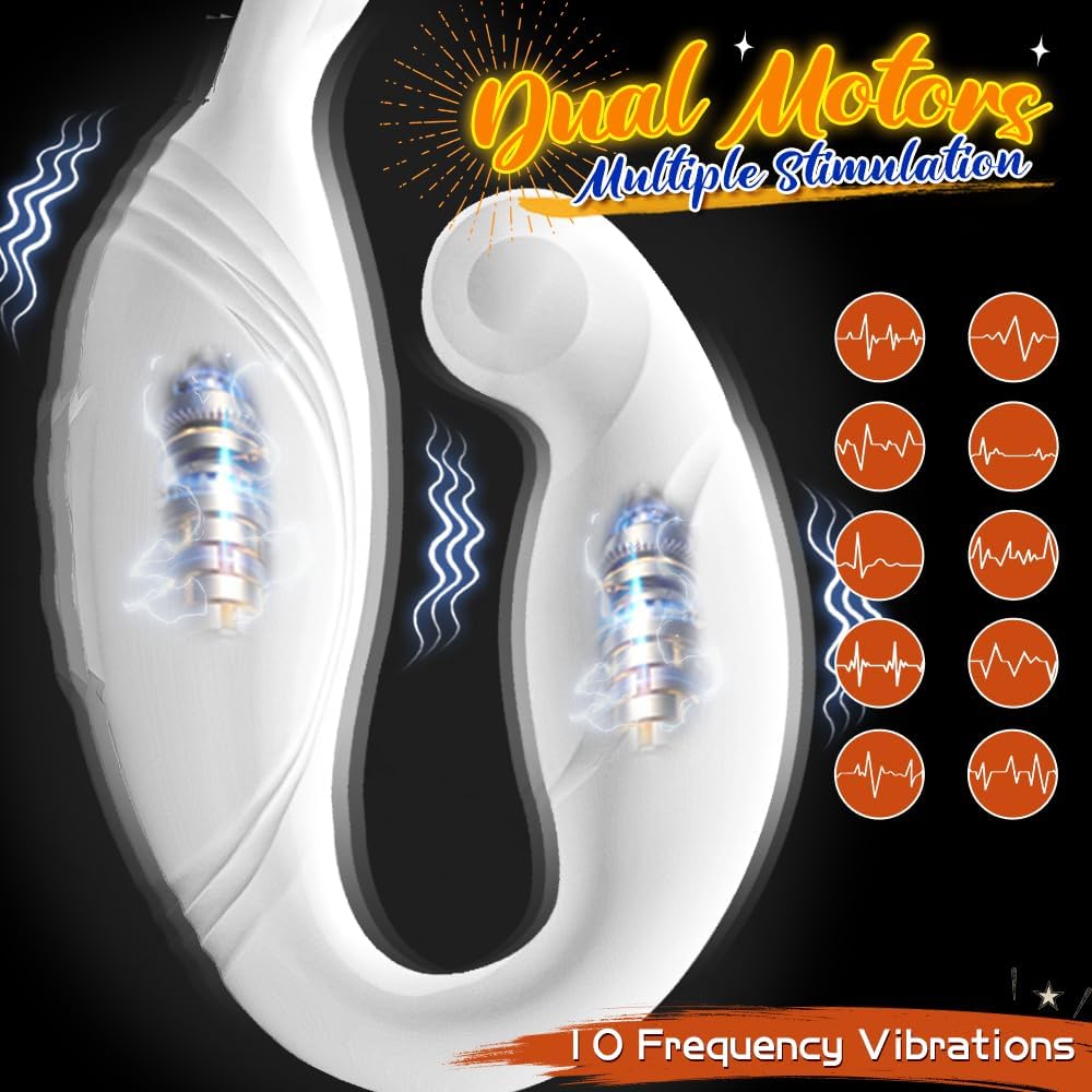Anal Vibrator Prostate Massager Butt Plug Penis Ring with 10 Rotating & Thrusting Modes