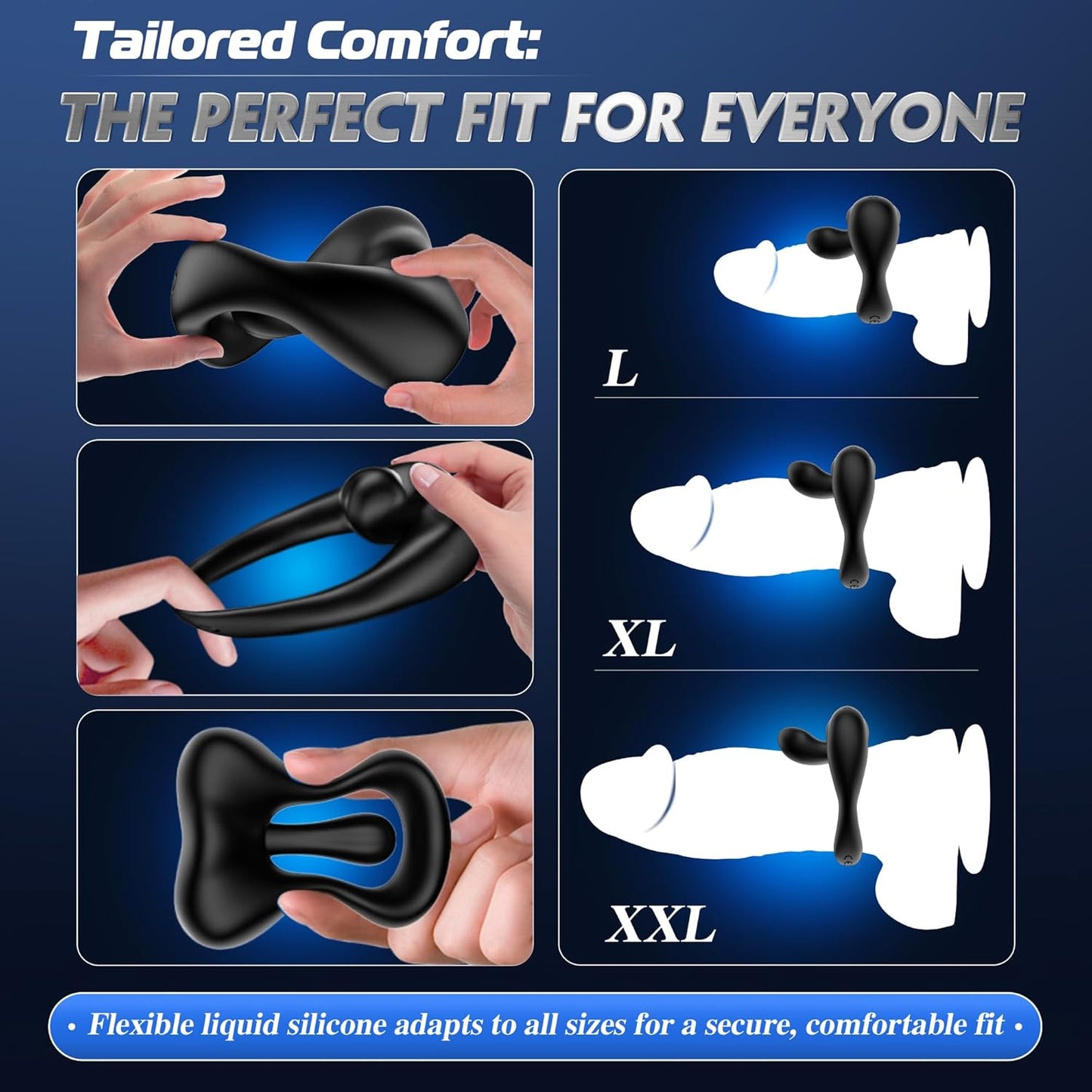 360° Adjustable Cock Ring Penis Vibrator with Bead Prostate & 10 Vibration Modes