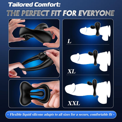 360° Adjustable Cock Ring Penis Vibrator with Bead Prostate & 10 Vibration Modes