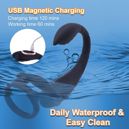 3 IN 1 Cock Ring Prostate Massager Anal Vibrator with 9 Powerful Vibration Modes