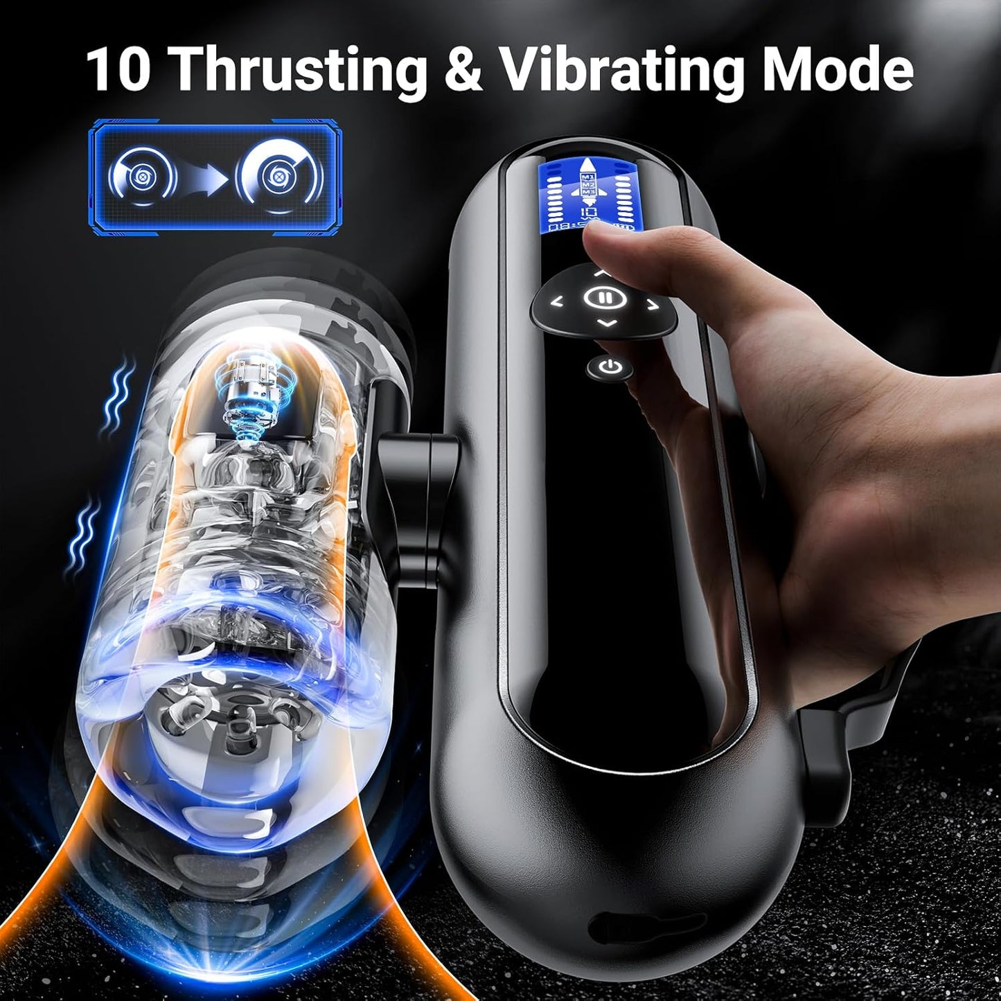 AI APP Control Automatic Masturbator Blowjob with 10 Thrusting & 10 Vibrating Speeds