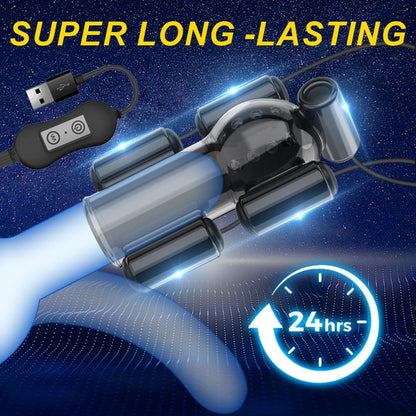 Penis Training Vibrator Glans Ejaculation Vibrator with 10 Vibration Modes & 5 Motors