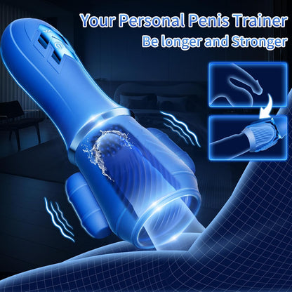2 IN 1 Penis Training Vibrator Strokers Pocket Pussy with 10 Vibrating Modes