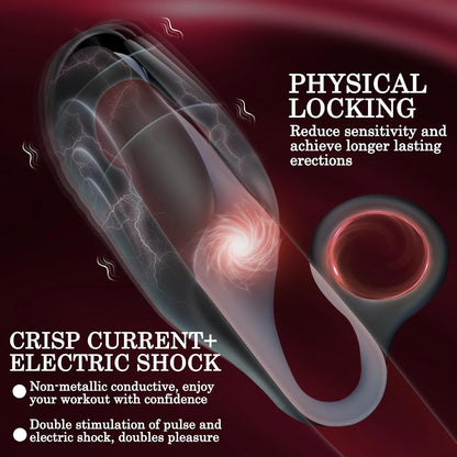 E-stim Penis Trainer Glans Massage Stimulator with 5 Electric Shock & 10 Vibration Modes