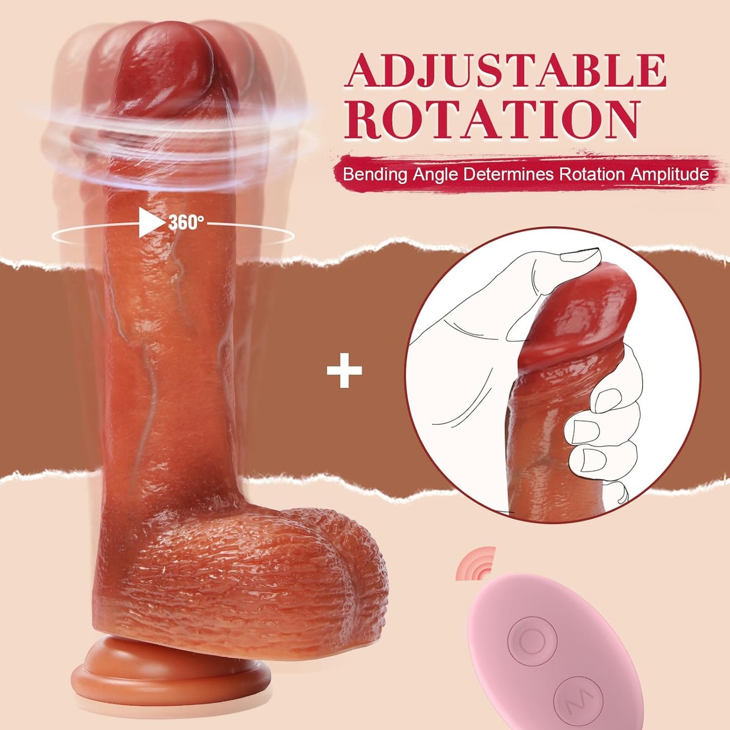 Ultra Vivid Realistic Dildo with 3 Thrusting 5 Vibration Modes