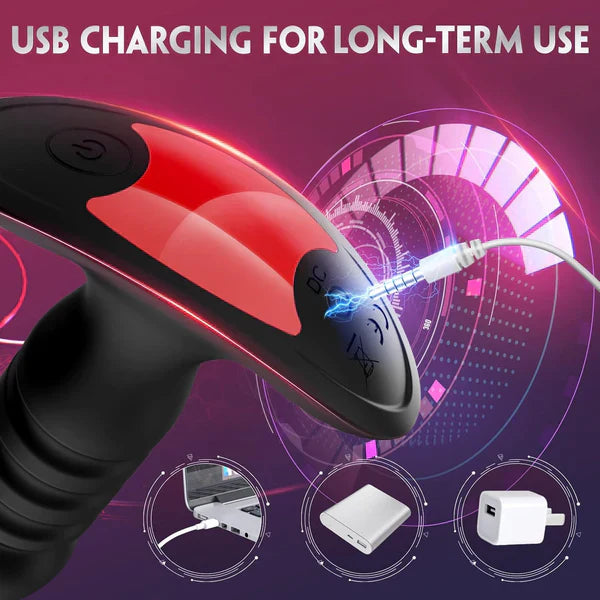 APP-controlled Prostate Massager Anal Plug Stimulator with 7 Thrusting & Vibrating Modes