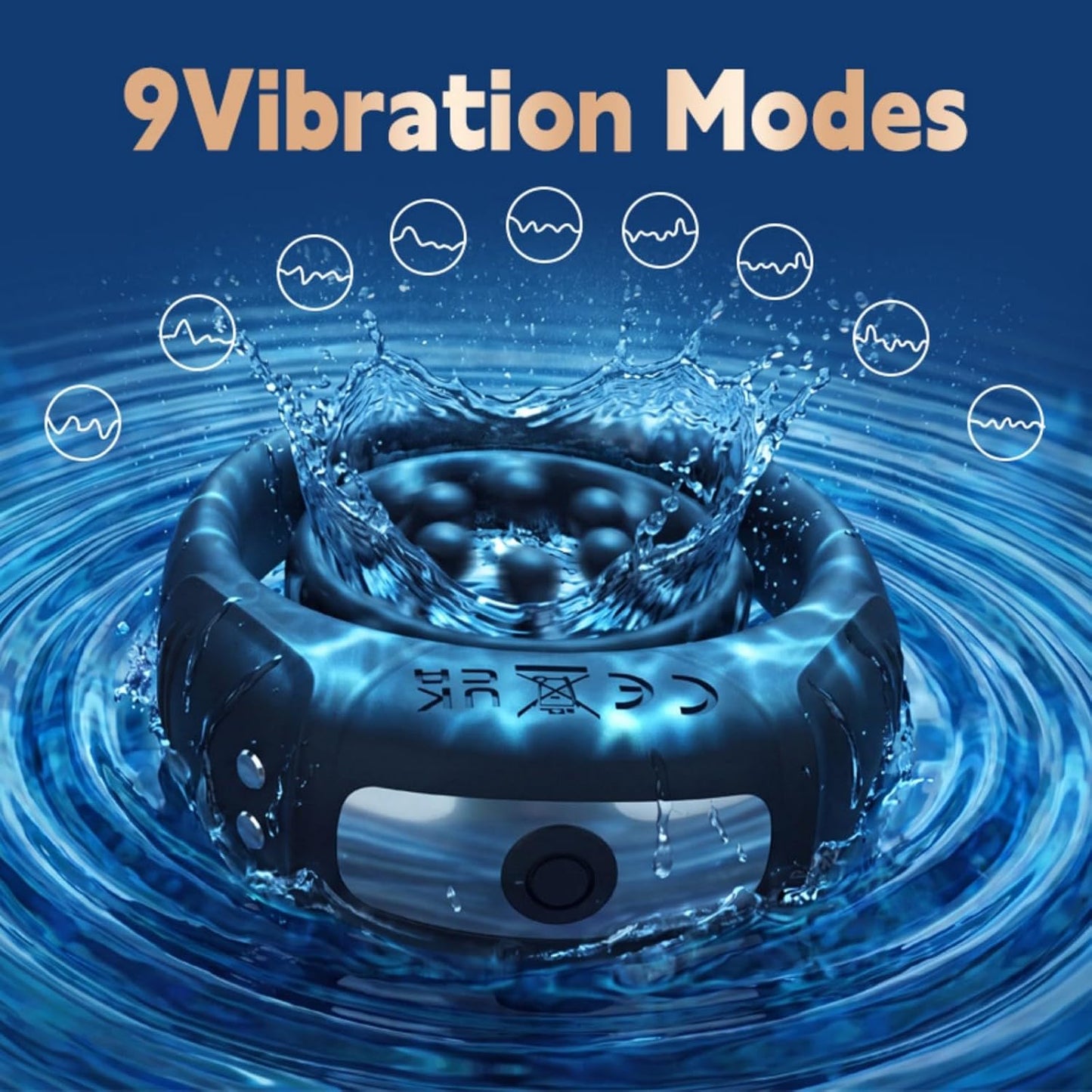 Penis Trainer Vibrator Enlargement Cock Ring Stimulator with 9 Vibration Modes