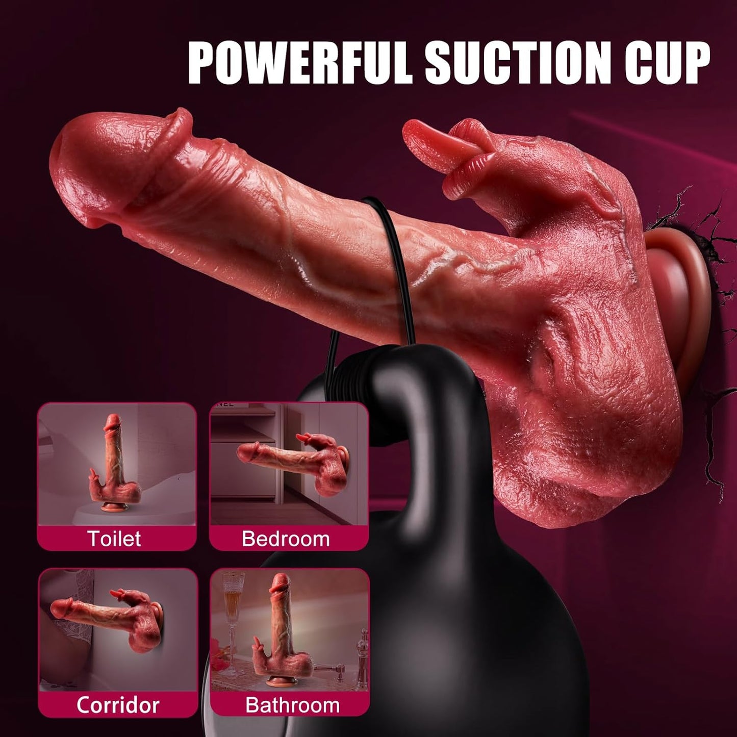 8.7 inch 3 Thrusting and Heating Licking Modes Realistic Thrusting Dildo