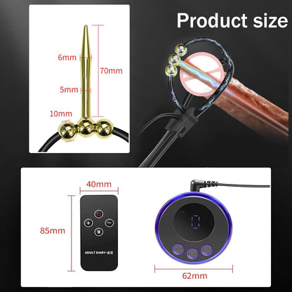 Electric Shock Cock Ring Plug Kit SM Male Chastity Cage Expander