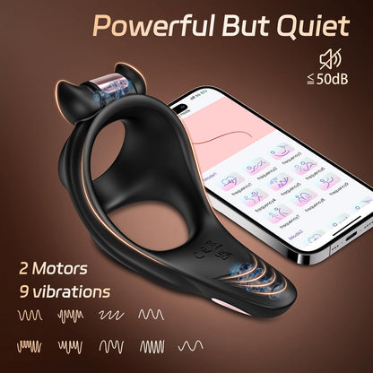 APP Control Cock Ring Penis Trainer Vibrator Stimulator with 9 Vibrations