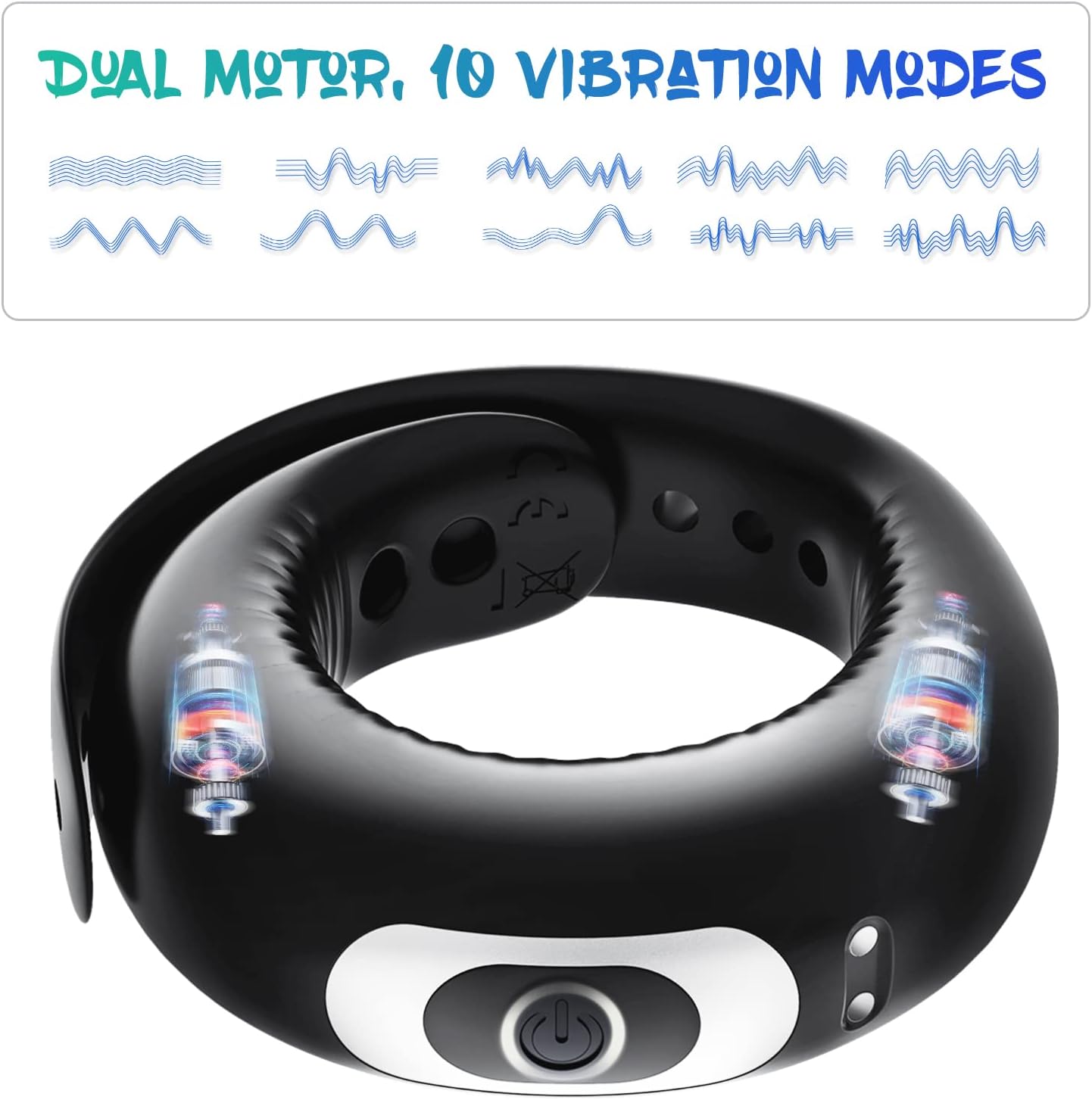 10 Vibration Modes Adjustable Buckle Penis Ring Cockring