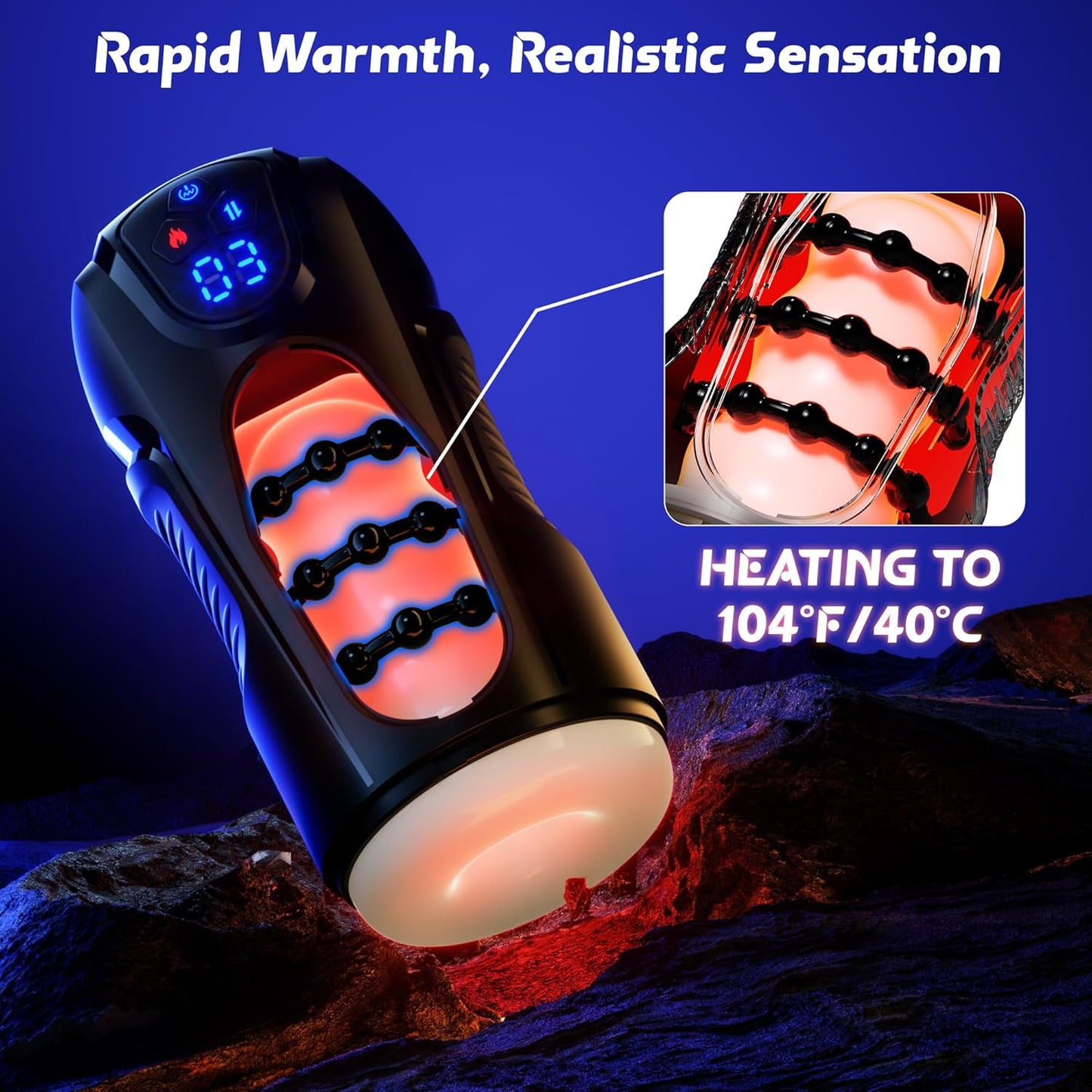 Hands-Free Stroker Blowjob Masturbator with 9 Thrusting & Vibrating Modes