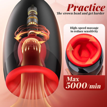 Automatic Masturbator Penis Trainer Stroker with 10 Vibrations & 3 Rotations & 5 Oral Modes