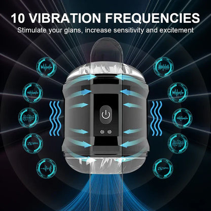 Open-ended Electric Penis Trainer Glans Stimulator Masturbator with 10 Vibration Modes