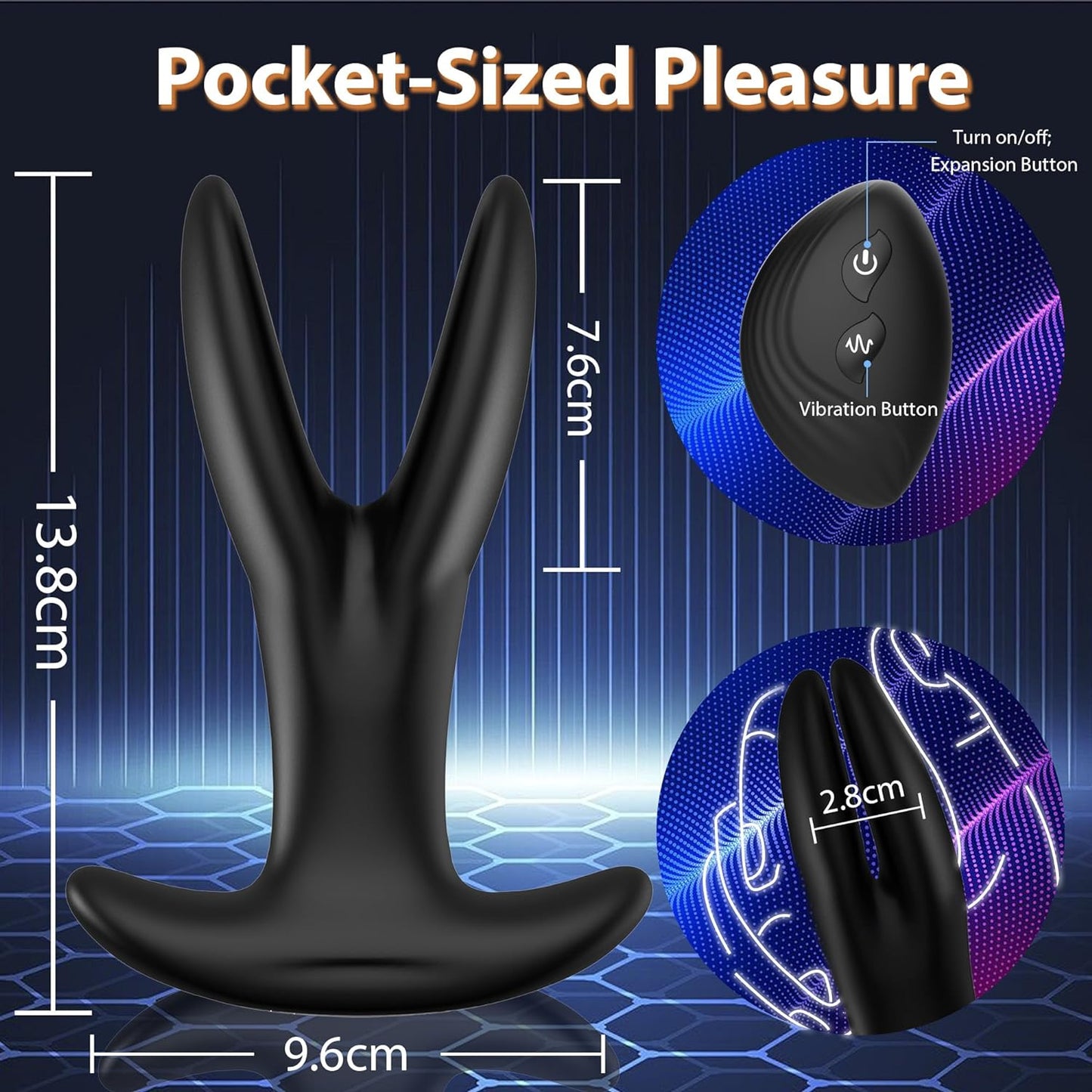 Anal Plug Expansion Vibrator Prostate Massager with 9 Vibrations & 8 Expansions