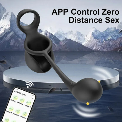 Portable Rolling Penis Trainer Stimulator Cock Ring with 9 Vibration & Rolling Modes