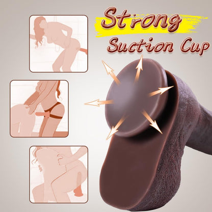 10.43 in Brown Dildos Lifelike Skin Thick Dildo with Strong Suction Cup