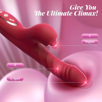 Thrusting G Spot Vibrator Clitoral Stimulator with 10 Vibration & 7 Thrust & Licking Modes