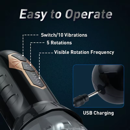 Electric Masturbator Blowjob Penis Massage with 5 Rotation & 10 Vibration Modes
