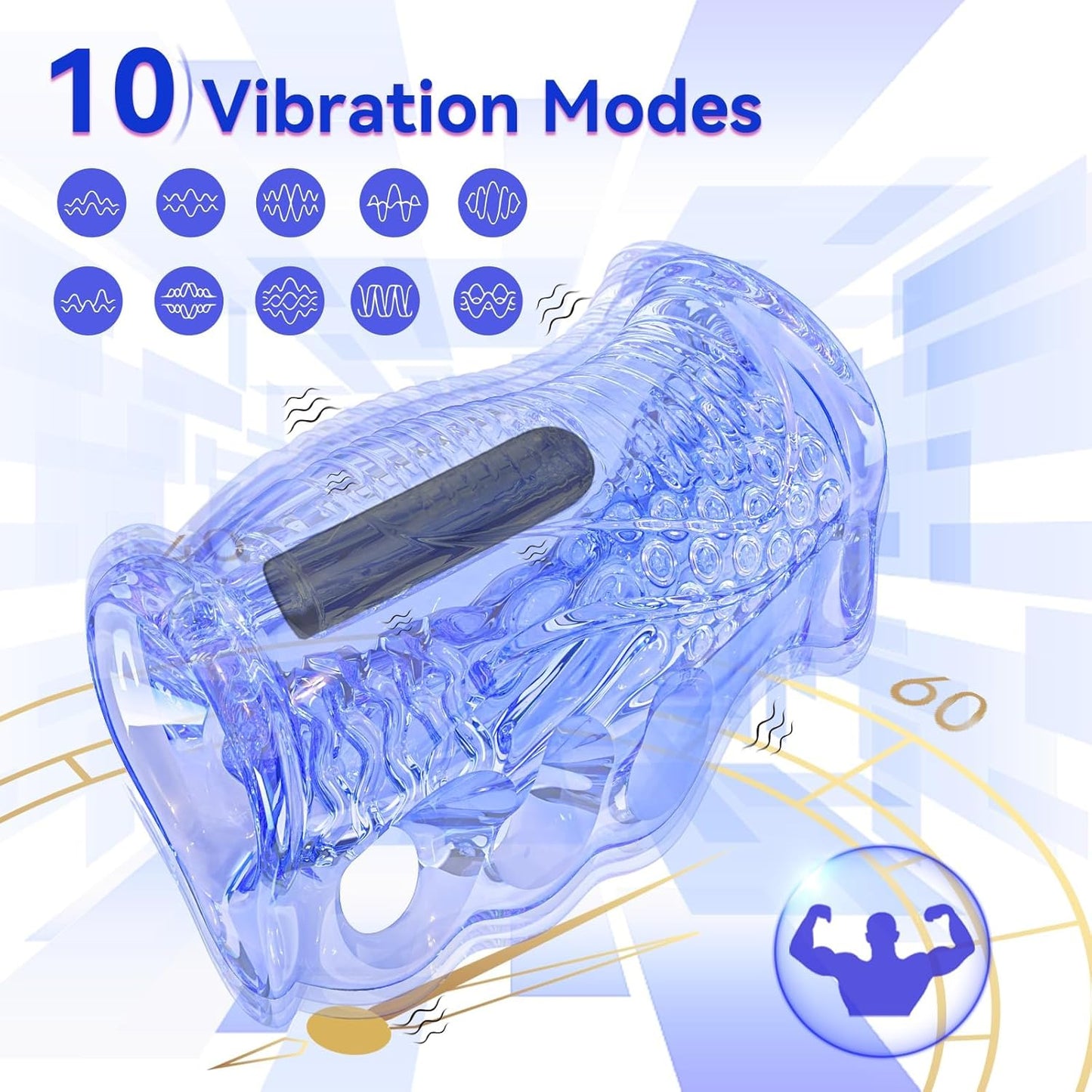 Electric Penis Trainer Vibrator Stroker Blowjob with 10 Vibration Modes