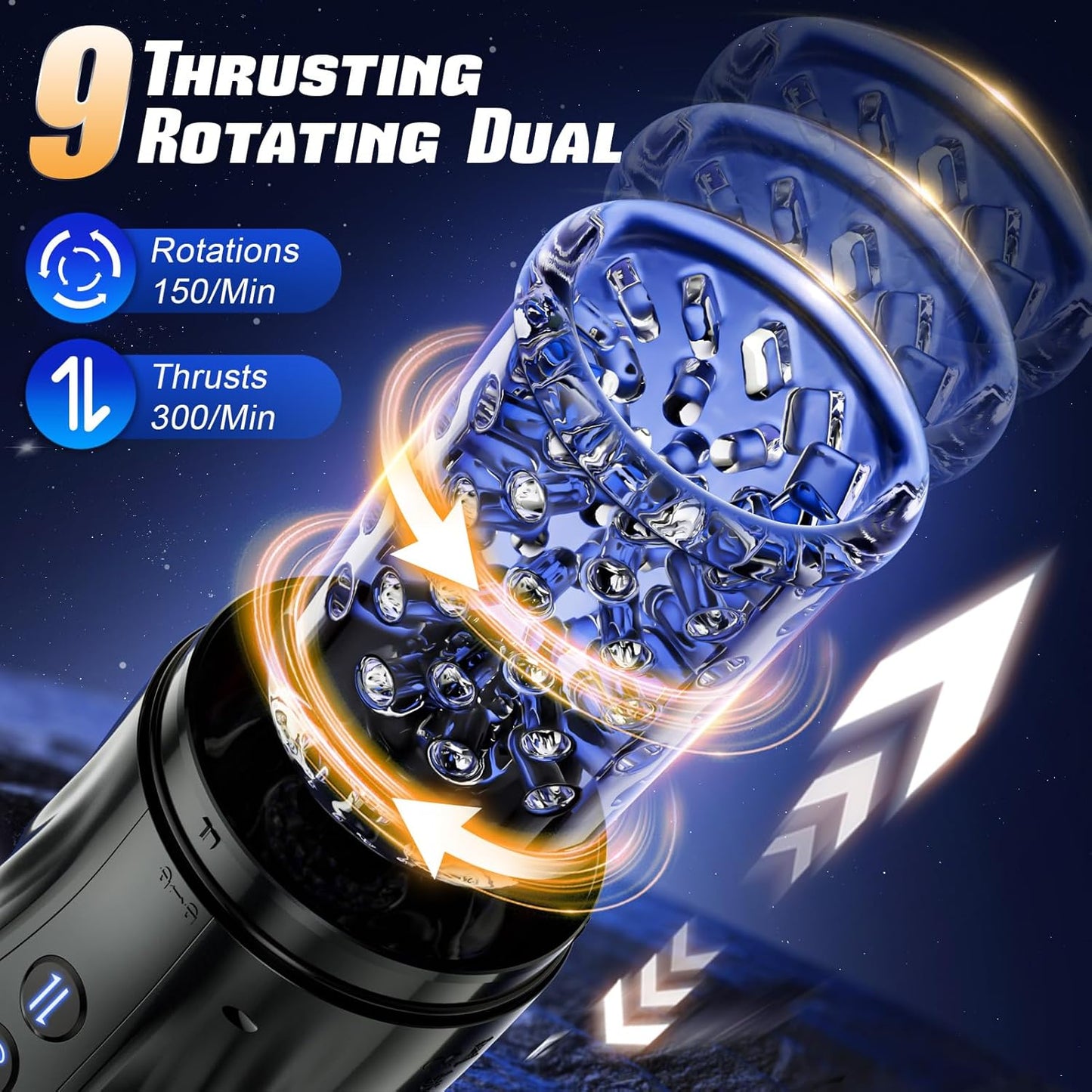 LCD Display Automatic Masturbator Penis Pump with 9 Thrusting & Rotating & Suction