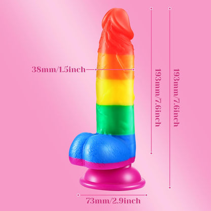 7.6 Inch Colorful Rainbow Realistic Dildos