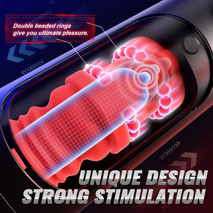 LCD Display Automatic Masturbator Stroker with 8 Vibrating & 8 Thrusting