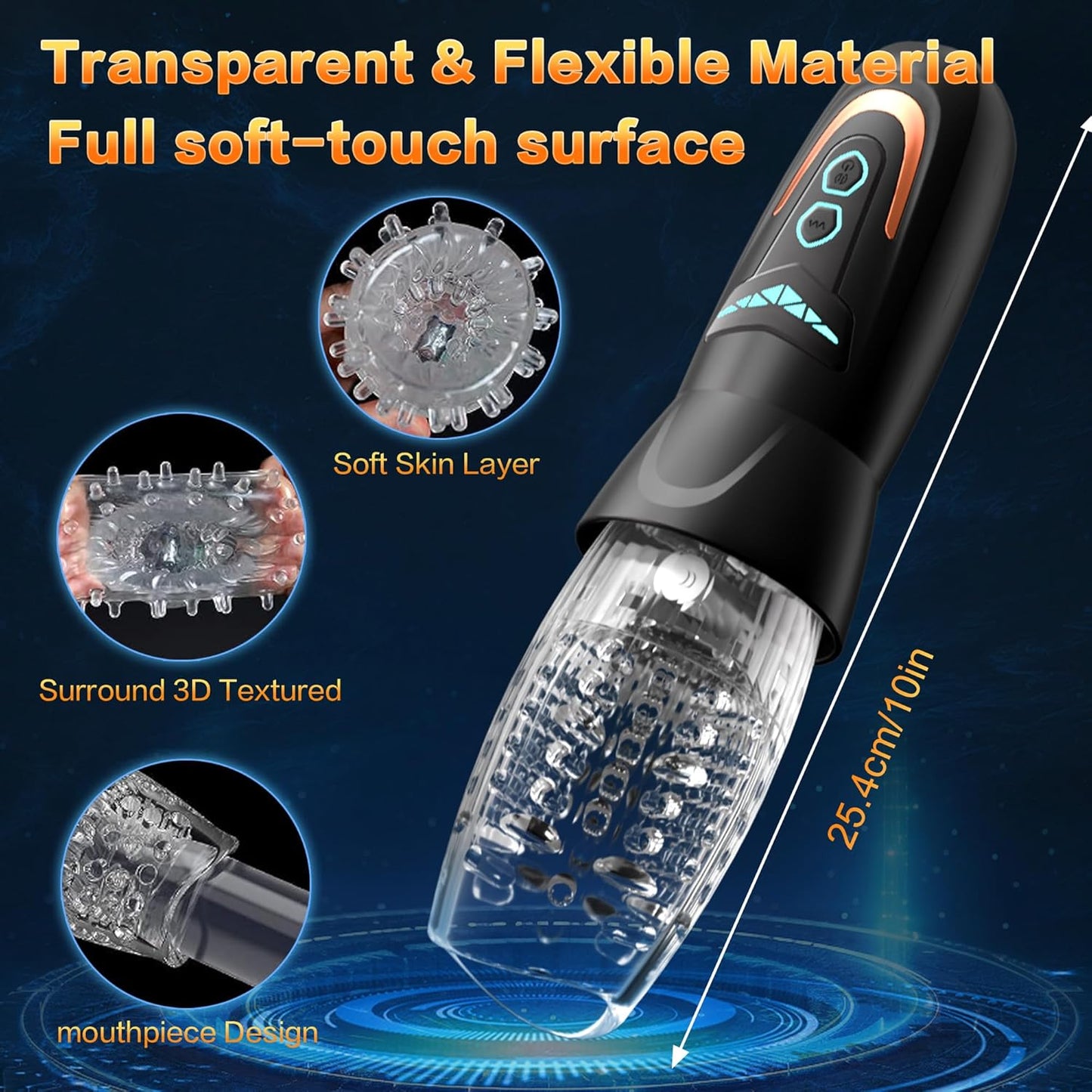 Automatic Masturbator Penis Vibrator Stroker with 10 Vibrating & 8 Thrusting & Rotating
