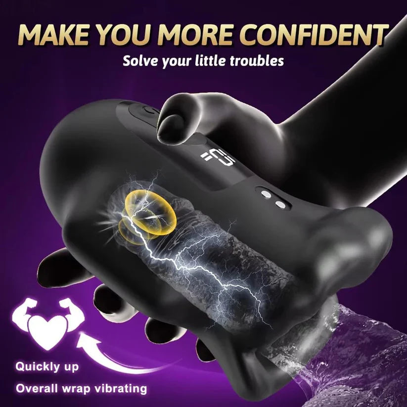 360° Wrapping Penis Vibrator Glans Trainer Stroker Masturbator with 10 Vibration Modes