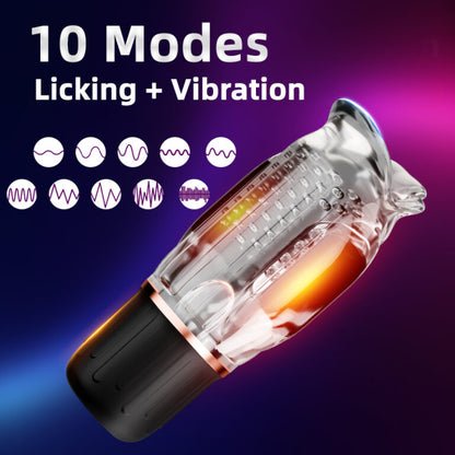 3 IN 1 Penis Trainer Vibrator Masturbator with 10 Vibrating &  Licking & Heating Modes