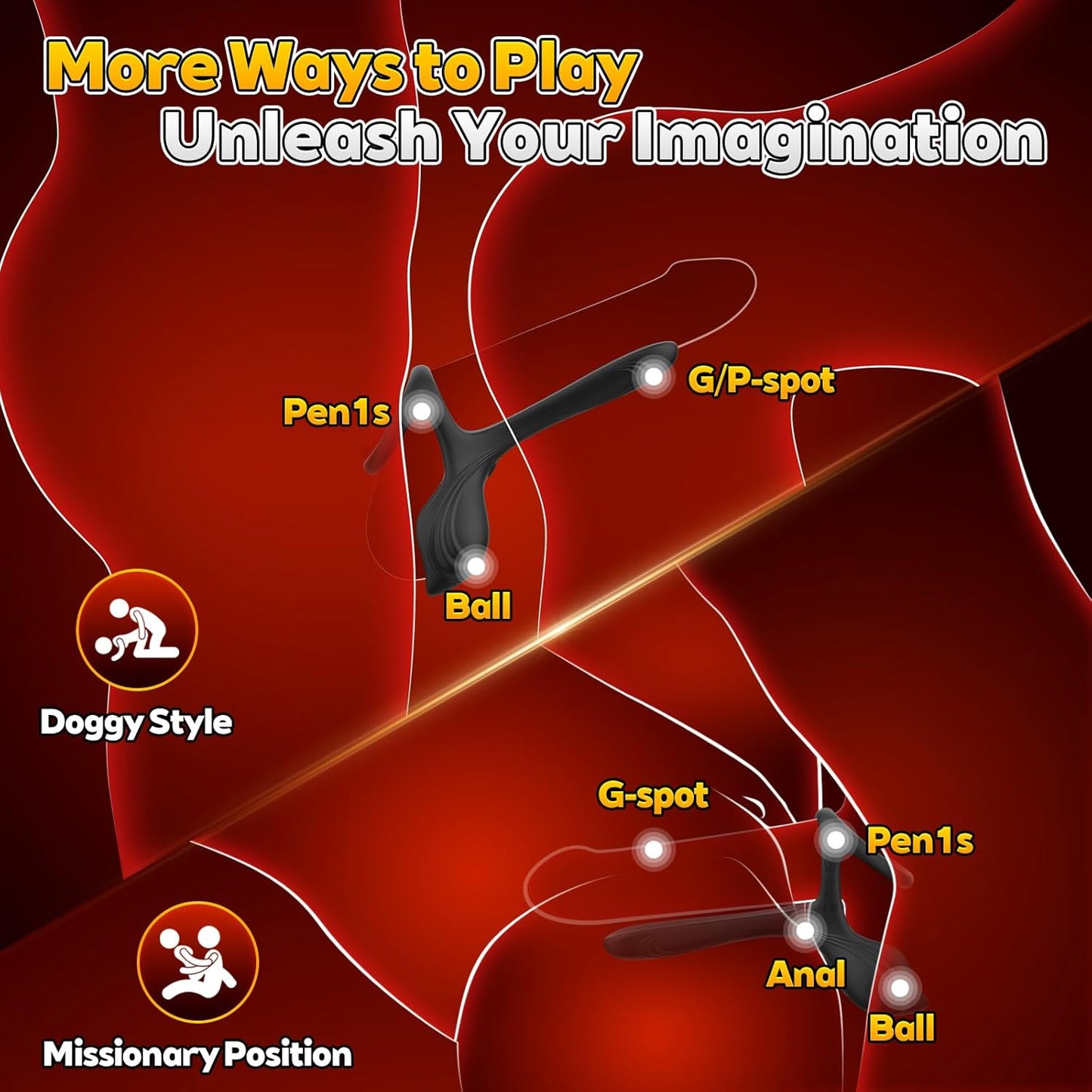 Dual Penis Ring Male Delay Erection Rose Clitoral Stimulator G Spot Vibrator with 10 Modes
