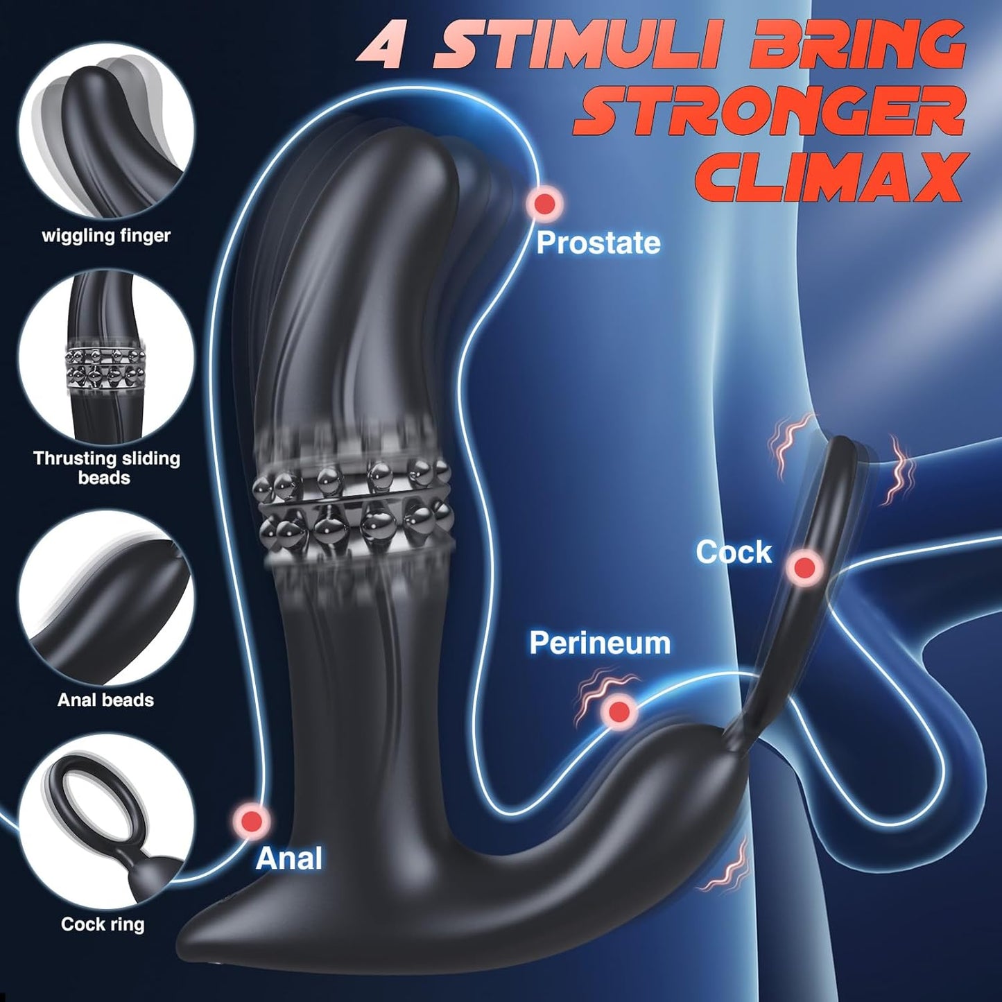 5 IN 1 Anal Vibrator Prostate Massager Butt Plug with 10 Wiggling Thrust Vibrating Modes