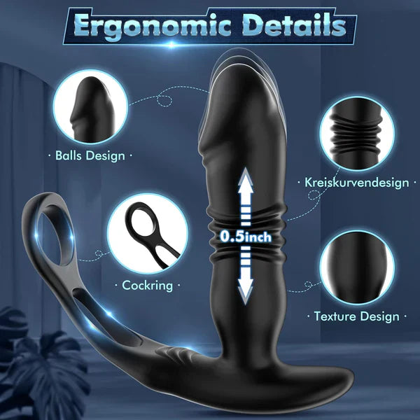 3 IN 1  Anal Vibrator Prostate Massager Sex Toys with 3 Thrusting & 12 Vibrating