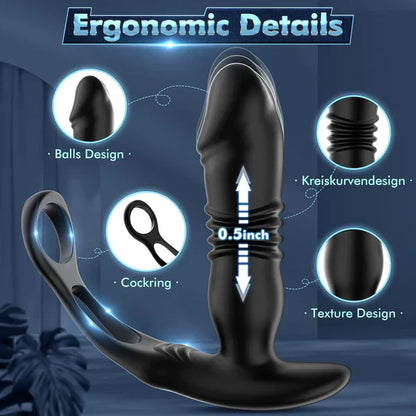 3 IN 1  Anal Vibrator Prostate Massager Sex Toys with 3 Thrusting & 12 Vibrating