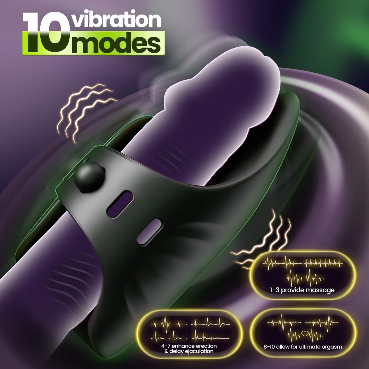 Electric Penis Trainer Glans Vibrator Stimulator with 10 Vibrating & 10 Tapping Modes