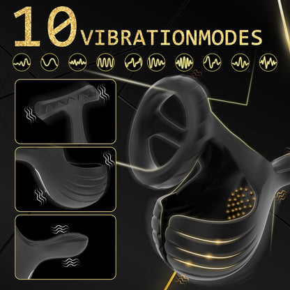 Testicle Trainer Cock Ring Penis Vibrator Massager with 10 Vibration Modes