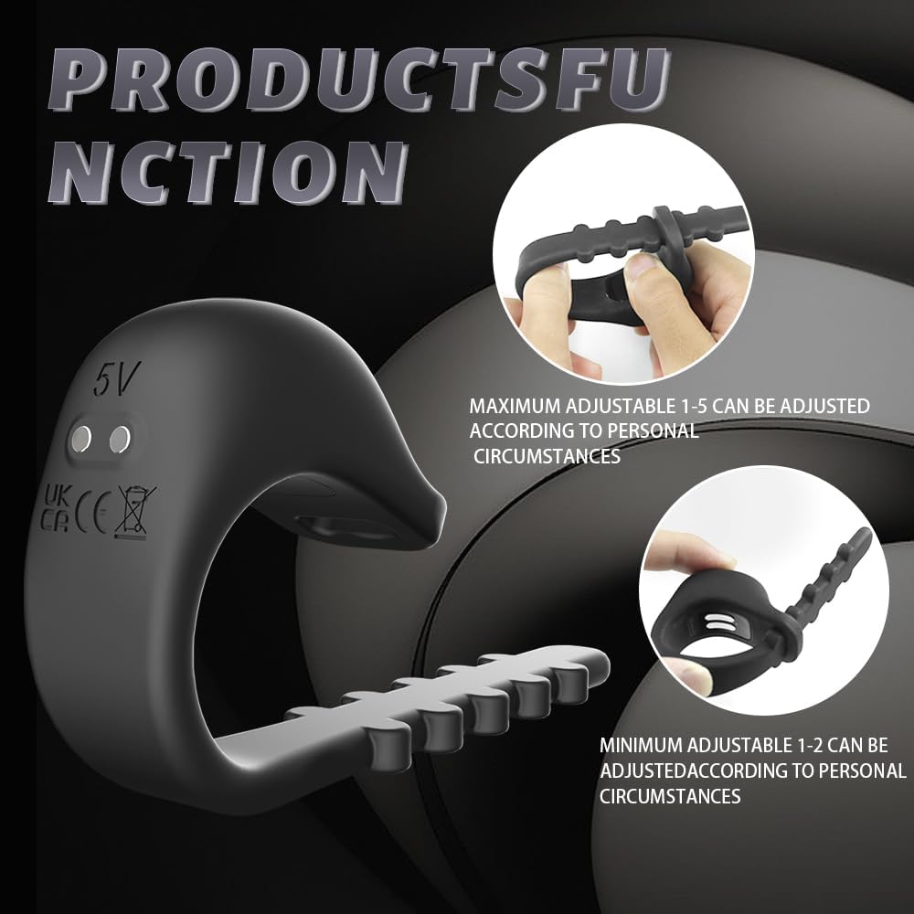 Adjustable Cock Ring Penis Trainer Glans Stimulator with 5 Elektro Shock Modes