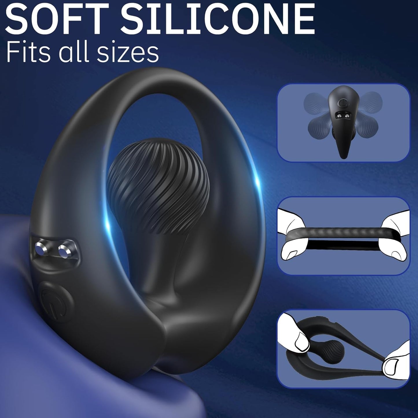 Cock Ring Lasting Erection Enhancer Penis Vibrator with 9 Vibration Modes