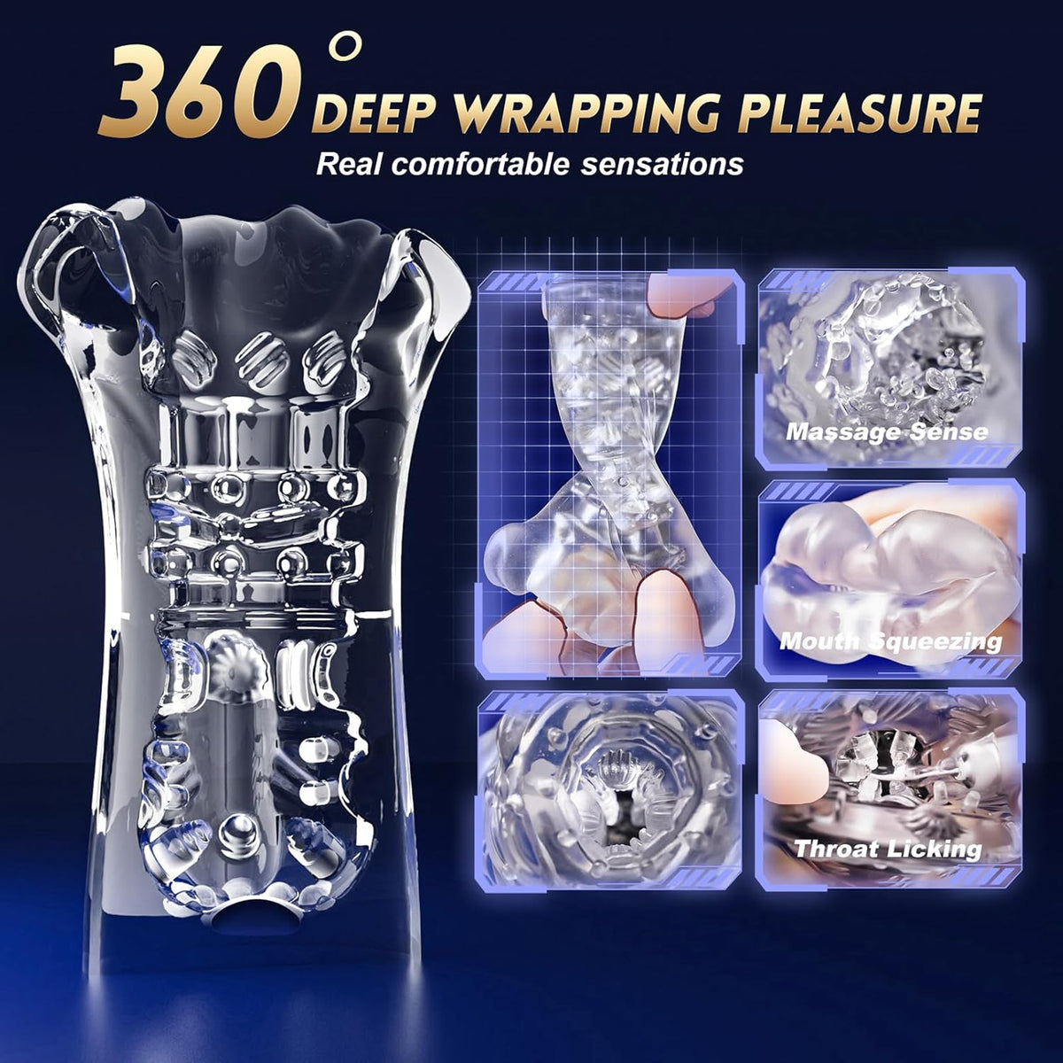 360° Squeezable Penis Trainer Vibrator Stroker with 9 Training Modes & AI Sync APP