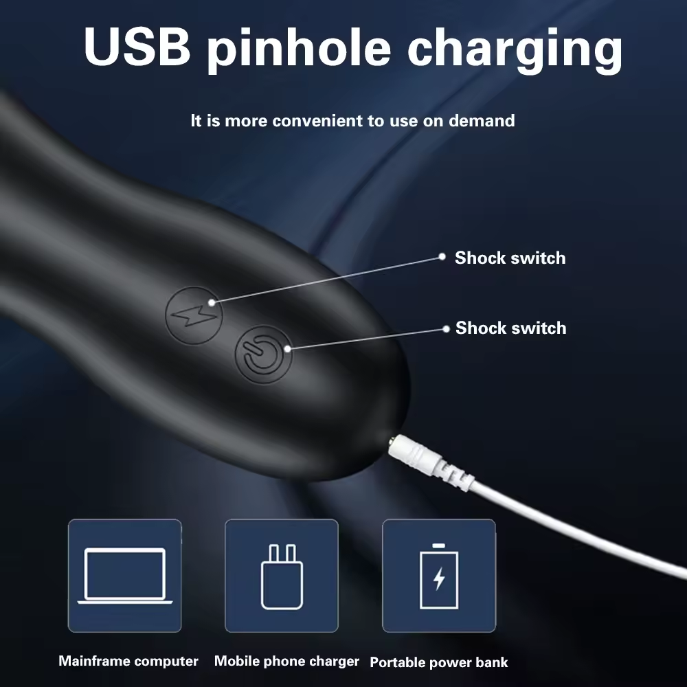 E-stim Penis Trainer Glans Vibrator Stimulator with 10 Vibration Modes & 10 Electric Shocks