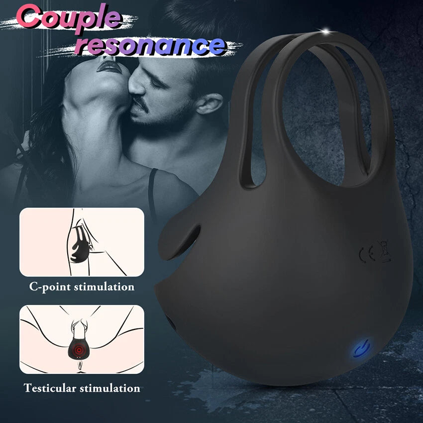 Scrotum Pouch Cock Ring Ball Stretcher Penis Trainer Enhancer Vibrator Delay Ejaculator