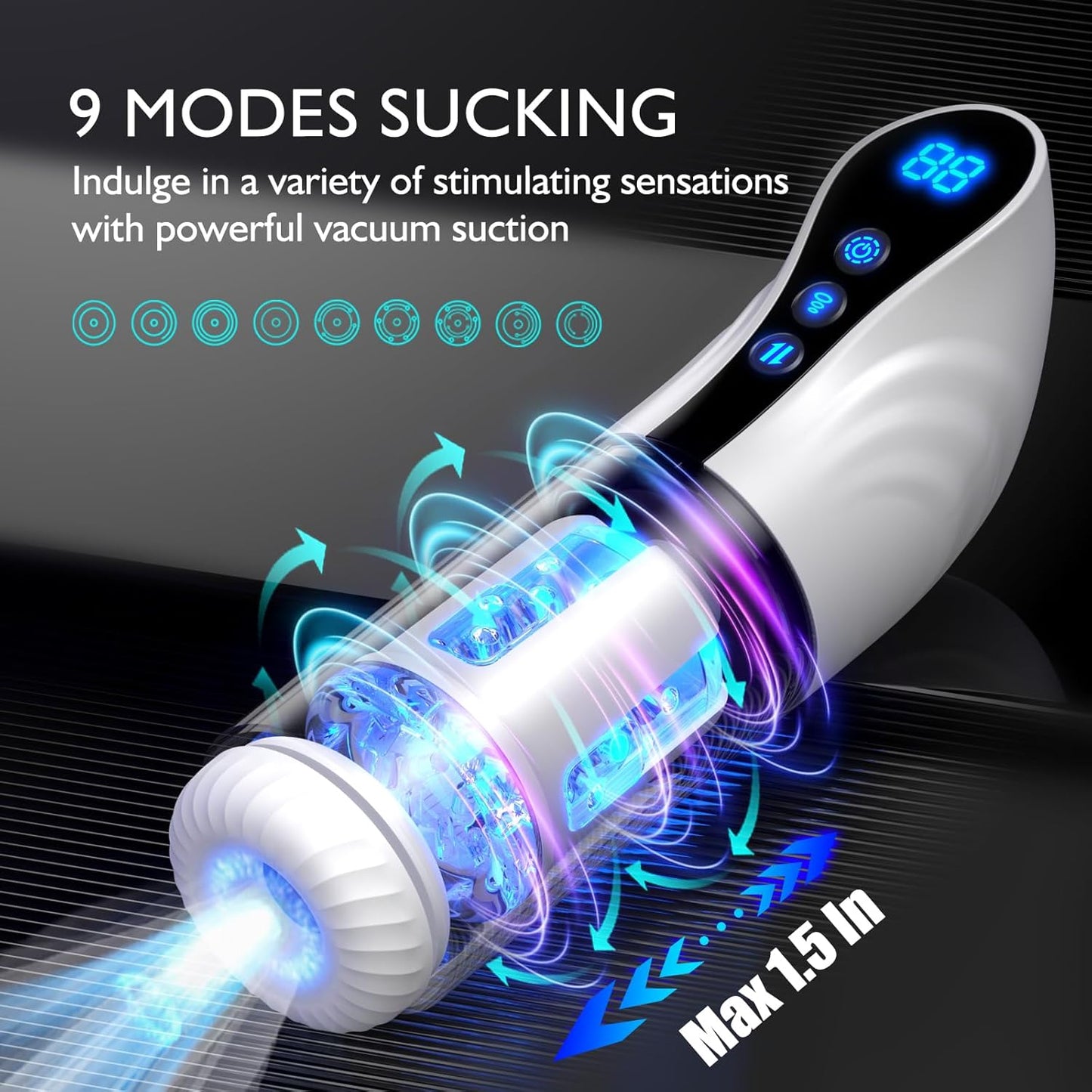 Electric Masturbator Blowjob Penis Massager with 9 Modes Sucking Thrusting & Rotating