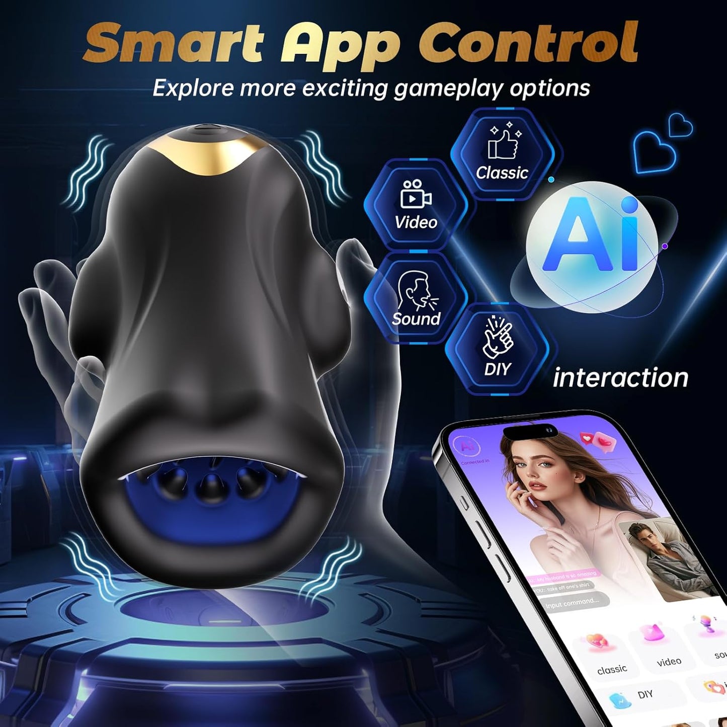 4 IN 1 Penis Trainer Stimulator Blowjob Masturbator with 9 Vibrating Modes & 3 Motors